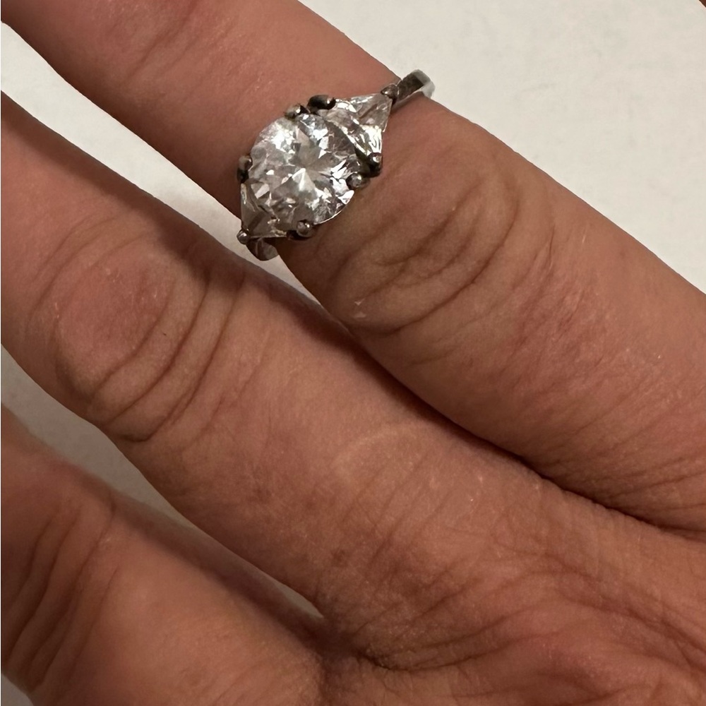 Sterling Rhinestone Wedding Ring - image 1